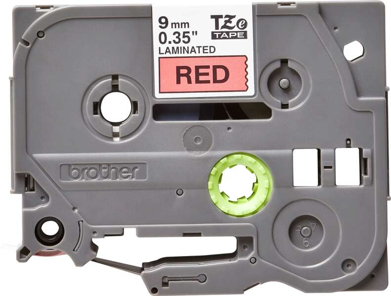 Brother TZe421 Nastro Laminato Originale Etichette - Testo Nero su Fondo Rosso - Larghezza 9mm x 8 Metri