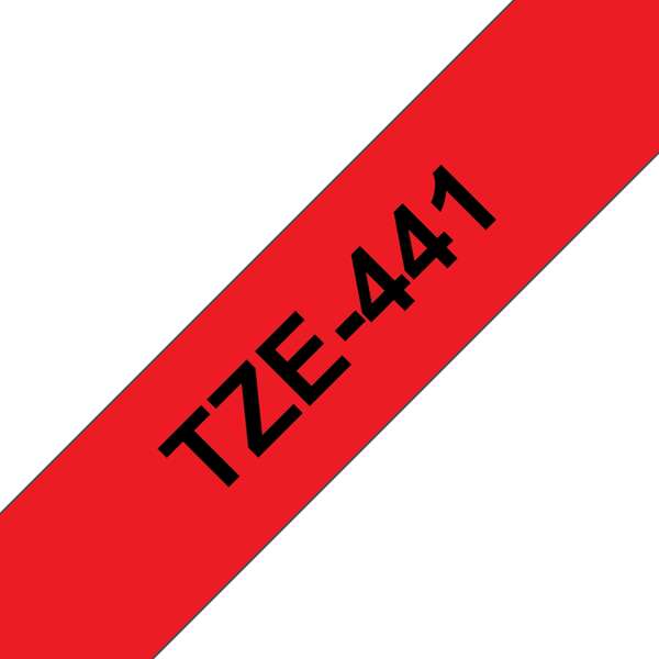 Brother TZe441 Nastro Laminato Originale per Etichette - Testo nero su fondo rosso - Larghezza 18mm x 8 metri