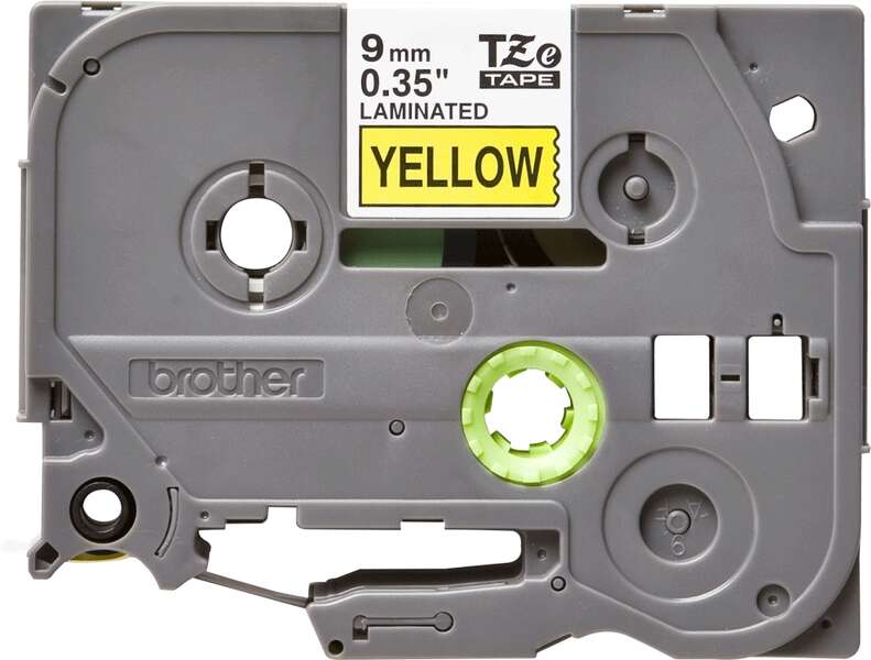 Brother TZe621 Nastro Laminato Originale Etichette - Testo Nero su Fondo Giallo - Larghezza 9mm x 8 Metri