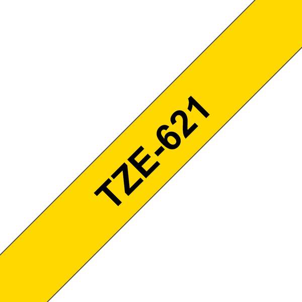 Brother TZe621 Nastro Laminato Originale Etichette - Testo Nero su Fondo Giallo - Larghezza 9mm x 8 Metri