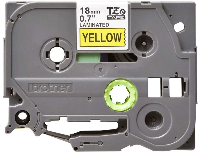 Nastro Laminato Brother TZe641 Originale per Etichette - Testo nero su sfondo giallo - Larghezza 18mm x 8 metri