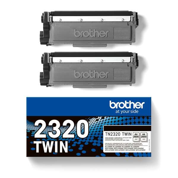 Brother TN2320 Nero Confezione 2 Cartucce Toner Originali - TN2320TWIN