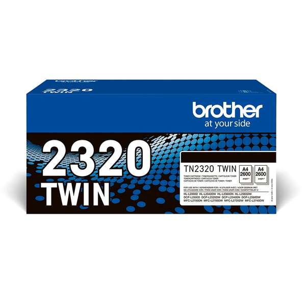 Brother TN2320 Nero Confezione 2 Cartucce Toner Originali - TN2320TWIN