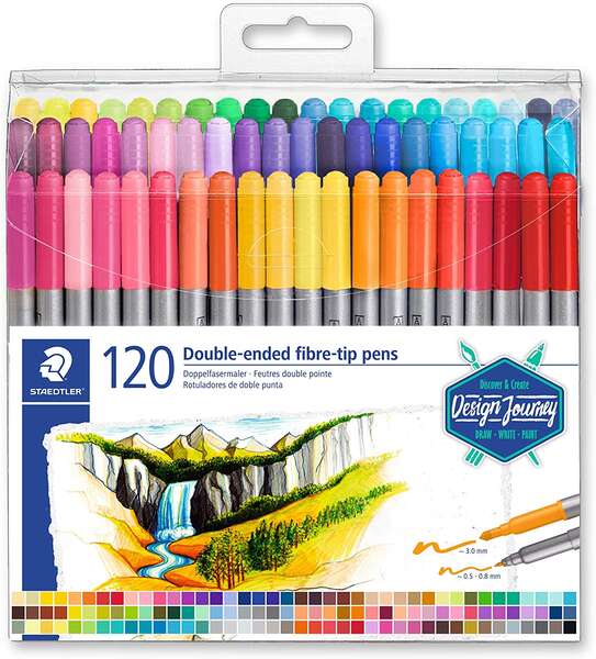 Staedtler 3200 Pack di 120 Pennarelli Doppia Punta - Resistente alla Pressione - Colori Assortiti