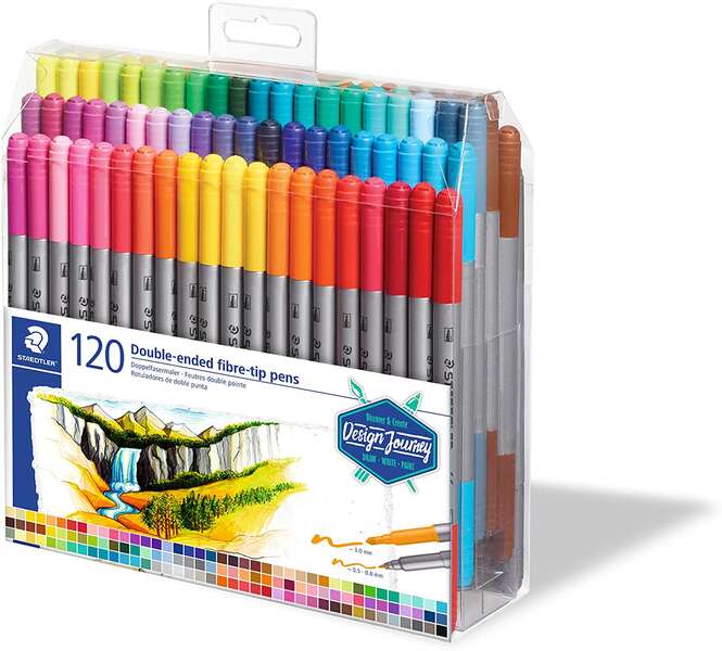 Staedtler 3200 Pack di 120 Pennarelli Doppia Punta - Resistente alla Pressione - Colori Assortiti