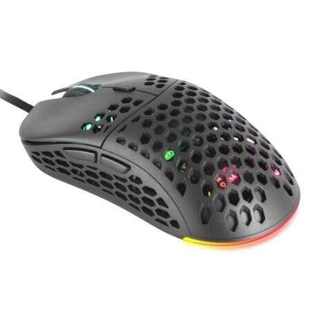 Mars Gaming MM55 Mouse Gaming USB 12800dpi - Scocca in Pannello Perforato - 5 Pulsanti - Illuminazione RGB Chroma - Uso Destrorso - Cavo 1,70m