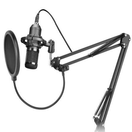 Mars Gaming MMICPRO Microfono USB Cardioide con Braccio Estensibile per Streaming - Supporto Antivibrazioni - Cavo 2.50m