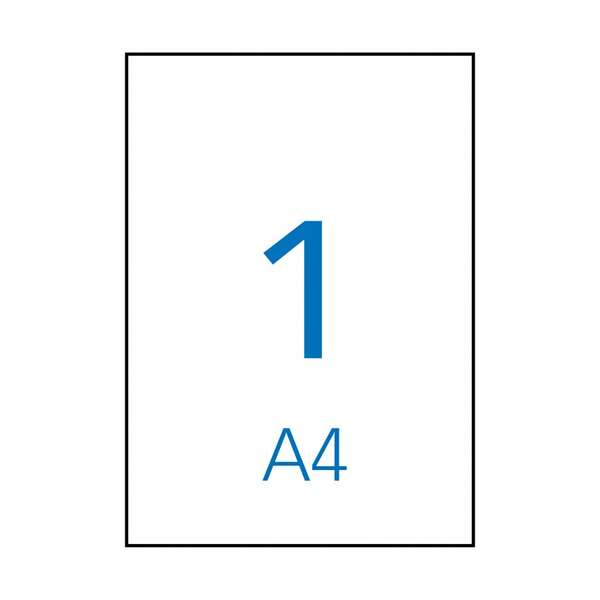 Apli Confezione di 500 Etichette 210x297mm - 500 Fogli da 1 Etichetta - Adesivo Permanente - Angoli Dritti - Colore Bianco