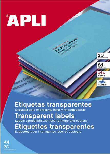 Apli Etichette Permanenti Traslucide 210 x 297 mm - 20 Fogli - Resistenti agli Agenti Atmosferici
