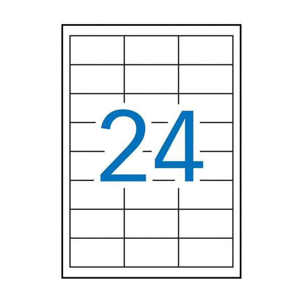 Apli Confezione di 2.400 Etichette in Poliestere 64.6x33.8mm - 100 Fogli da 24 Etichette - Resistenti alle Intemperie - Adesivo Permanente - Angoli Dritti - Colore Bianco