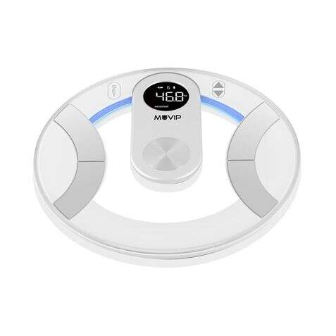 Muvip Round Design Bilancia Digitale - Display LCD - Piattaforma in Cristallo - Peso Max. 180kg - Spegnimento Automatico