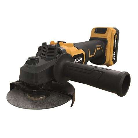 Blim Smerigliatrice Angolare a Batteria 125mm 20V 4.0Ah - Velocità a Vuoto 8500rpm - Impugnatura Ergonomica Morbida - Colore Giallo