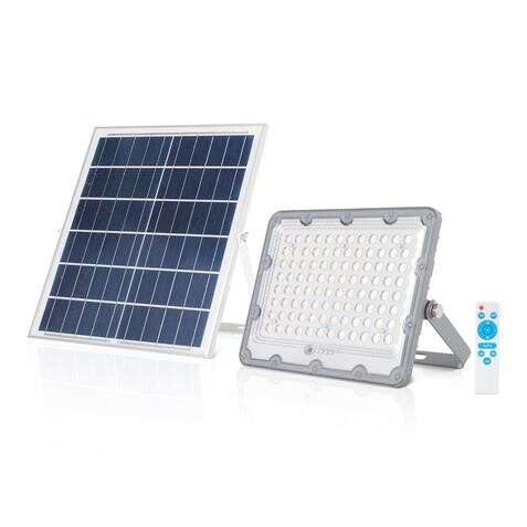 Elbat Faretto Solare LED 50W - 1440LM - Luce Fredda 6500K - Autonomia fino a 2 Giorni - Telecomando - IP67