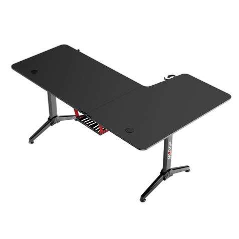 Tavolo Gaming Muvip PRO1300 - L Sinistra - Fibra di Carbonio - Ampia Superficie - Accessori - 160x100x75cm - Nero