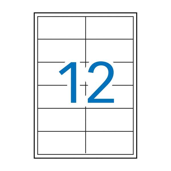 Apli Confezione da 1.200 Etichette Rettangolari 97x42,4mm - 100 Fogli da 12 Etichette - Angoli Dritti - Adesivo Rimovibile - Rimovibile Senza Lasciare Tracce - Colore Bianco