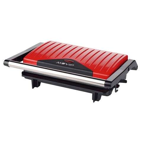 Muvip Piastra Sandwich Tipo Grill Inox 750W - Piastra Superiore Basculante - Pressione Uniforme - Manico Tocco Freddo