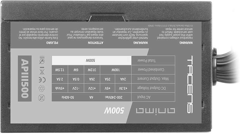 Tacens Anima APIII500 Alimentatore 500W ATX - Efficienza Bronze 85% - Ventola 120mm