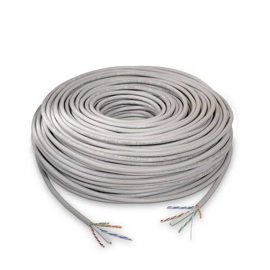 Aisens Cavo di Rete RJ45 Cat.6 UTP Rigido AWG24 - Bobina da 100m 100% Rame per l'Installazione - Colore Grigio
