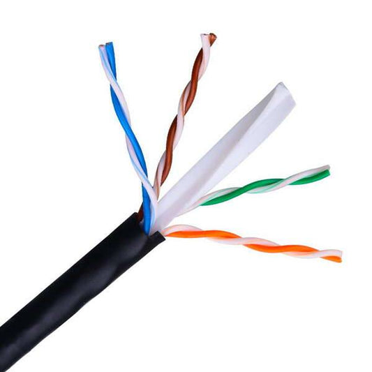 Aisens Bobina di Cavo di Rete Esterno Impermeabile RJ45 Cat.6 UTP Rigido AWG24 - 305m - 100% Rame per l'Installazione - Resistente ai Raggi Ultravioletti - Colore Nero