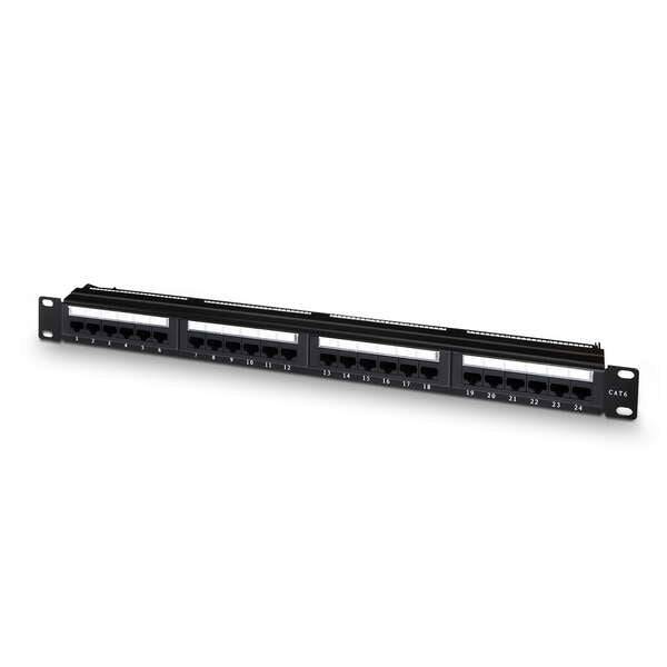 Aisens Patch Panel 24 Porte RJ45 Cat.6 UTP - 19" 1U Dual IDC - Colore Nero