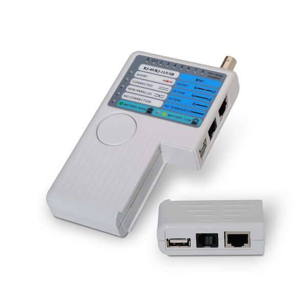 Aisens Tester per Cavo RJ11/RJ12/RJ45 - USB - Coassiale - Colore Grigio