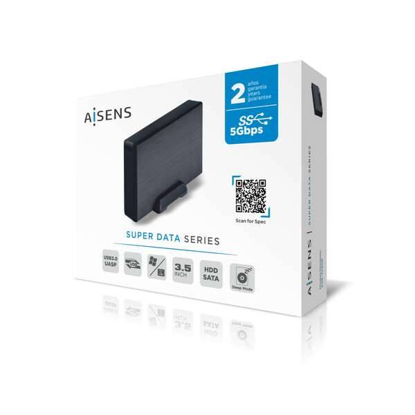 Aisens Scatola Esterna 3.5" per Dischi Rigidi SATA I - II e III a USB 3.0/USB3.1 GEN1 - Colore Nero