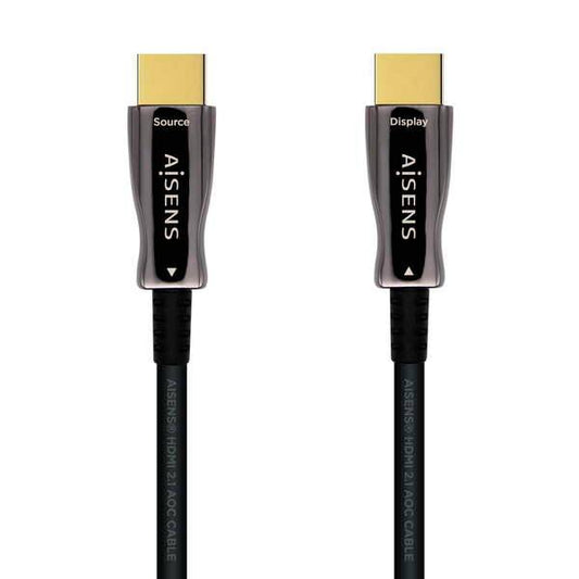 Aisens Cavo HDMI V2.1 AOC (Active Optical Cable) Fibra Ottica Ultra Alta Velocità UHS 8K@60Hz 4K@120Hz 4:4:4 48Gbps - A/M-A/M - 20m - Colore Nero