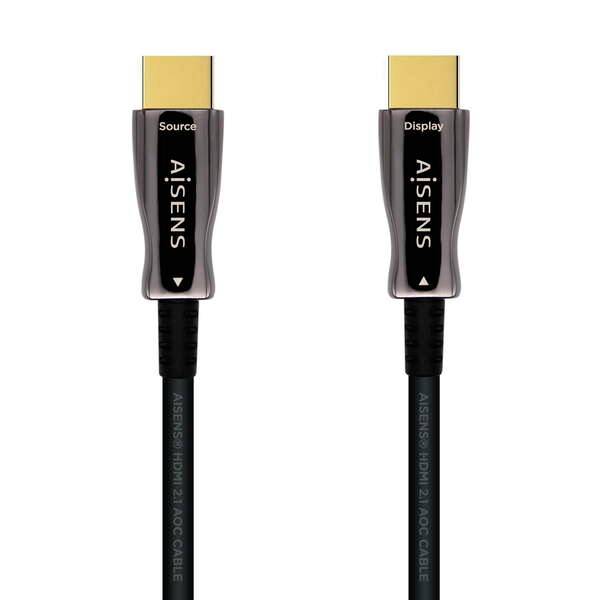 Aisens Cavo HDMI V2.1 AOC (Active Optical Cable) Fibra Ottica Ultra Alta Velocità UHS 8K@60Hz 4K@120Hz 4:4:4 48Gbps - A/M-A/M - 20m - Colore Nero