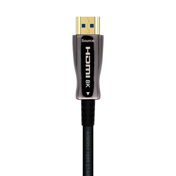 Aisens Cavo HDMI V2.1 AOC (Active Optical Cable) Fibra Ottica Ultra Alta Velocità UHS 8K@60Hz 4K@120Hz 4:4:4 48Gbps - A/M-A/M - 20m - Colore Nero