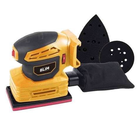 Blim Levigatrice Multifunzione 3 Piatti a Batteria 20V 2Ah - Piatto Rotondo, Triangolare e Rettangolare - Velocità 7000-13000rpm - Serbatoio Polvere - Luce LED