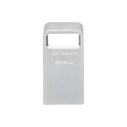 Kingston DataTraveler Micro Memoria USB 64GB - USB 3.2 Gen 1 - Ultracompatta e Leggera - Moschettone Portachiavi - Corpo Metallico (Pendrive)