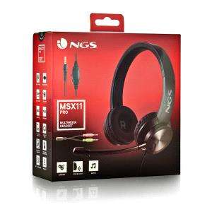 NGS MSX 11 Pro Cuffie con Microfono Flessibile - Archetto Regolabile - Cuscinetti Imbottiti - Controllo sul Cavo - Cavo 1.80m