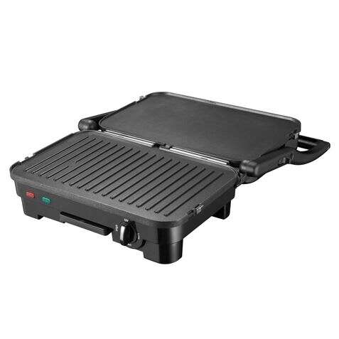 Muvip Piastra per Sandwich Inox 1800W - Piastre Antiaderenti Reversibili Grill, Liscia - Selettore di Temperatura - Piastra Superiore Basculante - Maniglie Touch Cool