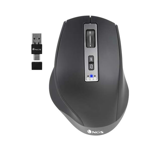 NGS Blur-RB Mouse Wireless Multidispositivo Bluetooth USB 3200dpi - 5 Pulsanti - Uso Destrorso - Batteria Ricaricabile