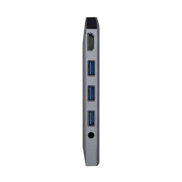 Aisens Dock 9 in 1 Hub USB-C 3.0 con 3x USB-A 3.0, 1x HDMI 1x RJ45, 1x PD 100W, 1x Audio 3.5mm, 1x Lettore SD, 1x Lettore MicroSD - Corpo in Alluminio - Cavo di 0.15m