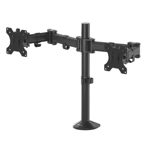 Fellowes Reflex Braccio per Monitor Doppio - Fino a 27" e 8kg - Regolabile in Altezza e Profondità - Gestione Cavi Integrata - Nero