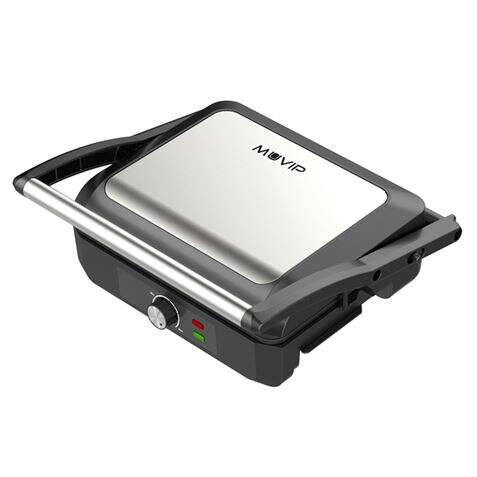 Muvip Tostapanini Grill 2200W - Apertura fino a 180° - Temperatura Regolabile - Piastra Superiore Basculante - Maniglia Fredda al Tatto