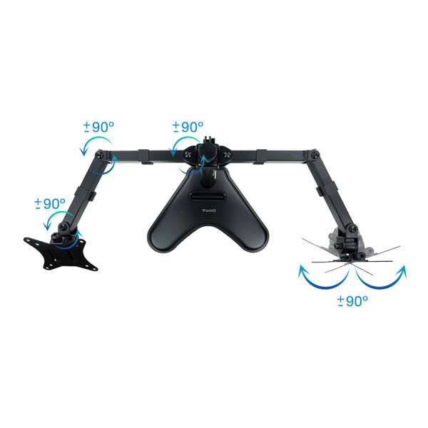 Tooq Supporto da Tavolo con Bracci Articolati per 2 Monitor da 17"-32" - Girevole e Inclinabile - Peso Max 9kg per Braccio - VESA 100x100mm