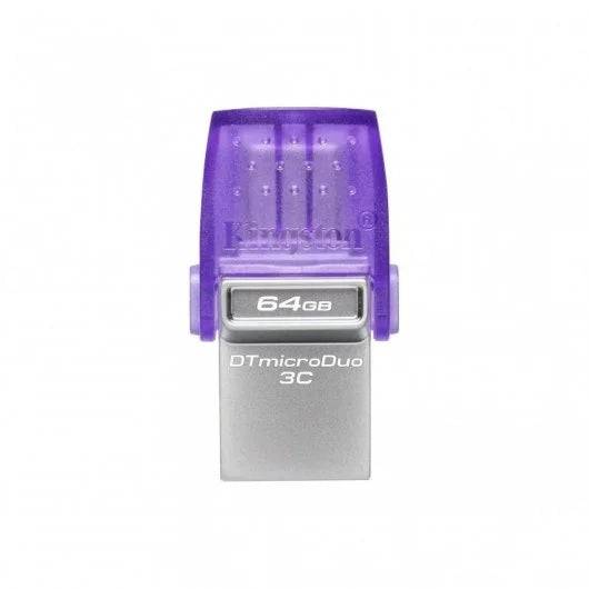 Kingston DataTraveler microDuo 3C Memoria USB-A + USB-C 64GB 3.2 Gen 1 - Velocità di Lettura 200 MB/s - Tappo Protettore (Pendrive)