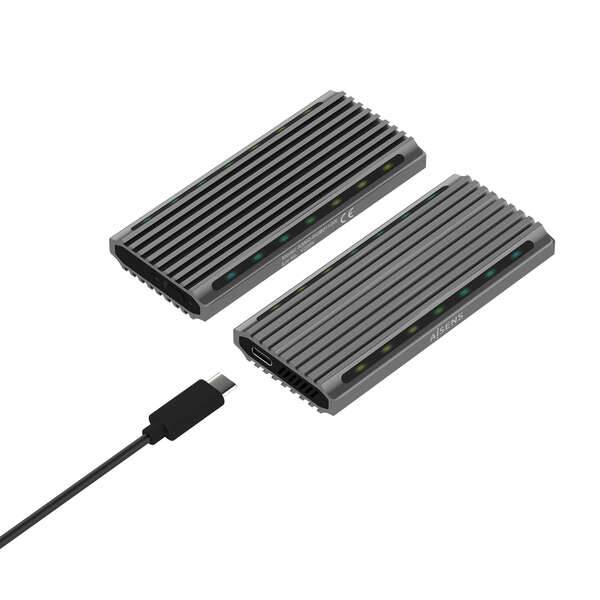 Aisens Scatola Esterna M.2 (NGFF) per SSD M.2 SATA/NVME a USB3.1 GEN2 - Colore Grigio