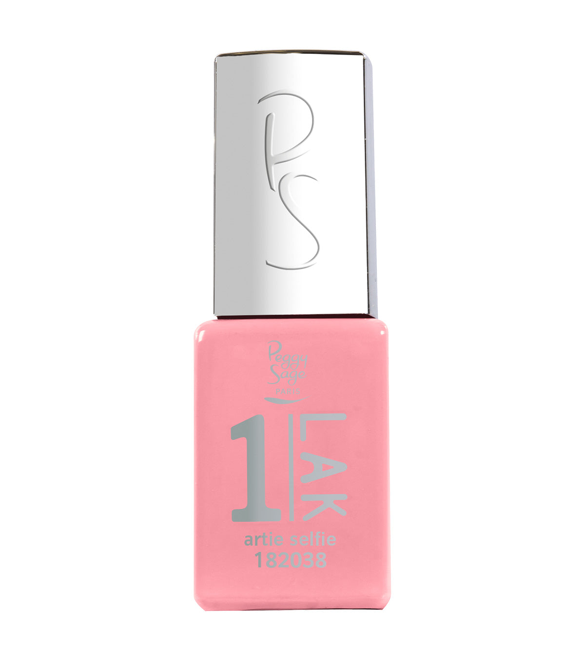 Smalto gel rosa chiaro Peggy Sage One-LAK Artie Selfie in bottiglia con tappo argento, ideale per manicure veloci e durature, SKU: 182038