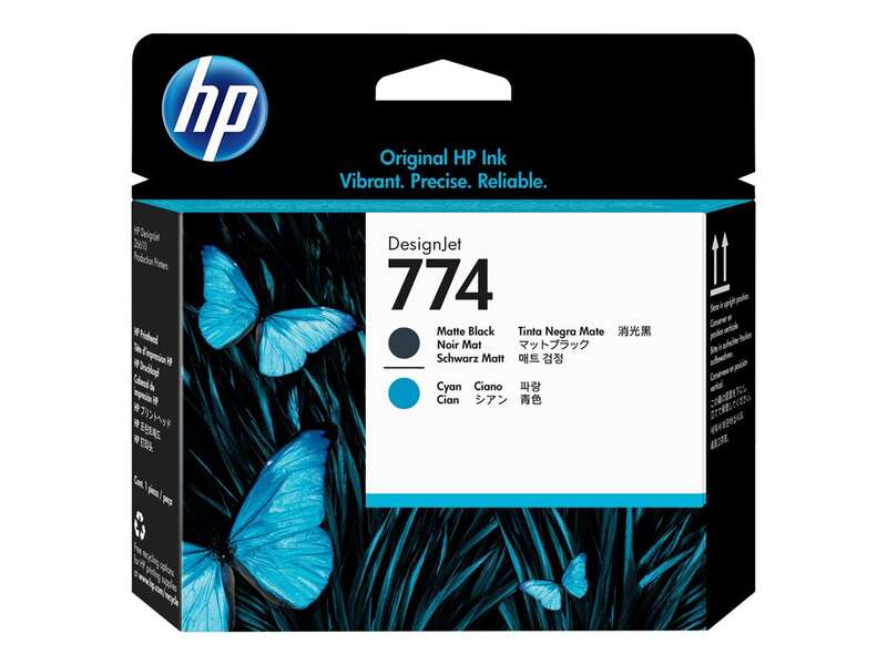 HP 774 Testina di Stampa Originale - Nero Opaco, Ciano - P2W01A