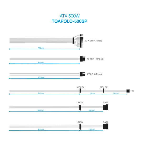 Tooq Alimentatore ATX 500W con PFC Attivo