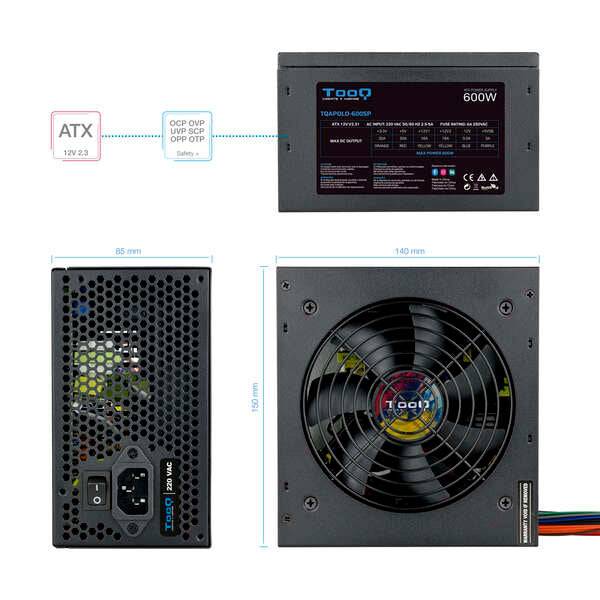 Tooq Alimentatore ATX 600W con PFC Attivo