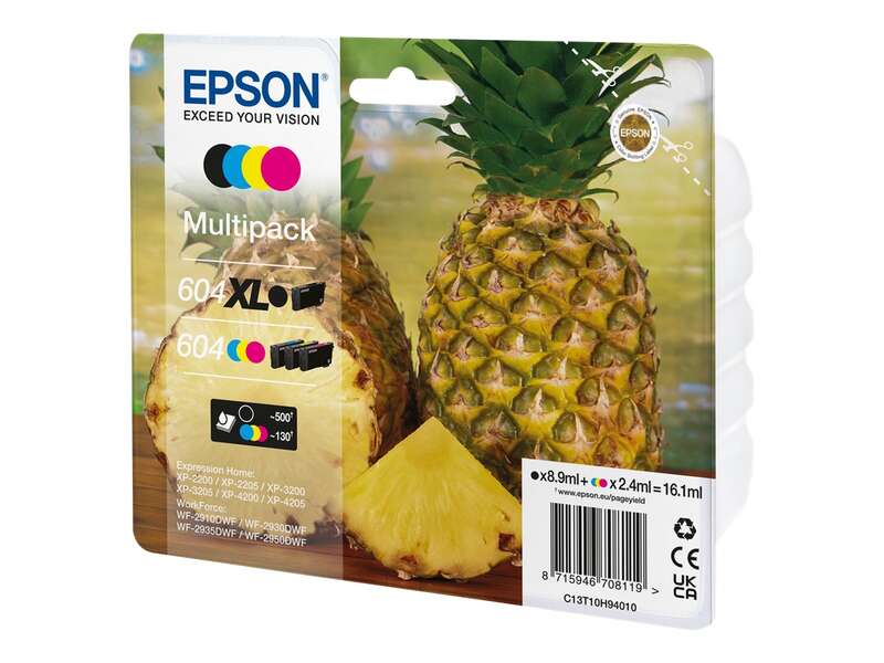 Epson 604XL/604 Confezione 4 Cartucce d'Inchiostro Originali - C13T10H94010