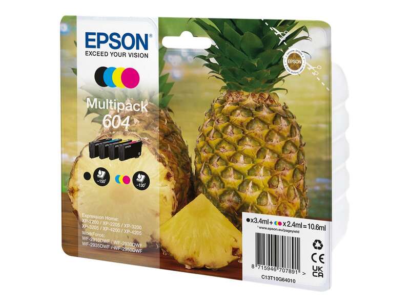 Epson 604 Confezione 4 Cartucce d'Inchiostro Originali - C13T10G64010