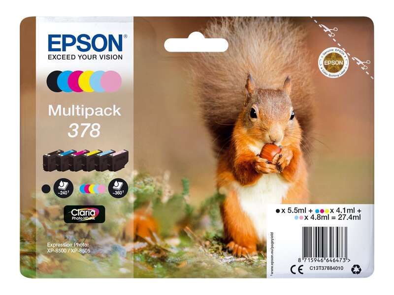 Epson 378 Confezione 6 Cartucce d'Inchiostro Originali - C13T37884010