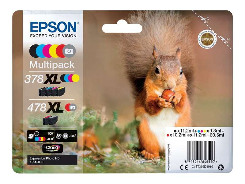 Epson 378XL/478XL Confezione 6 Cartucce d'Inchiostro Originali - C13T379D4010