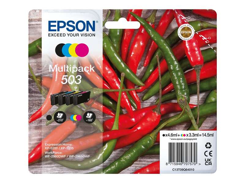 Epson 503 Confezione 4 Cartucce d'Inchiostro Originali - C13T09Q64010
