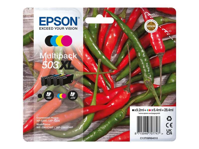 Epson 503XL Confezione 4 Cartucce d'Inchiostro Originali - C13T09R64010